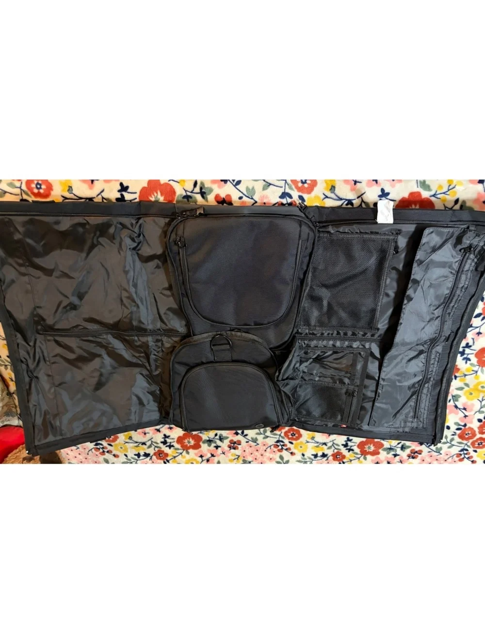 ENZOSUM Large Black Travel Organizer Bag with Multiple Compartments